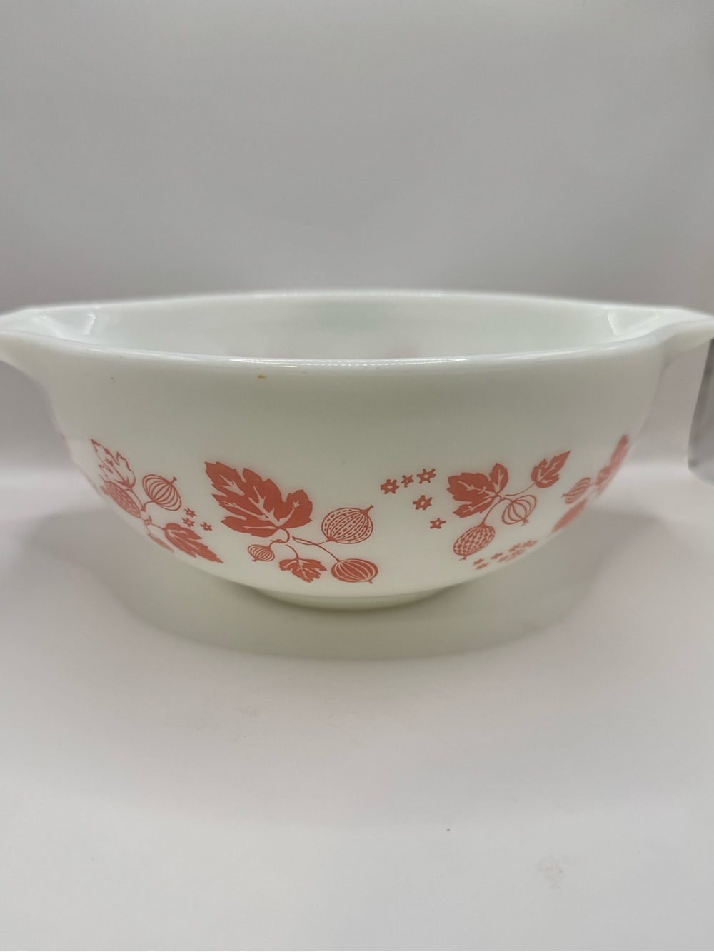 Vintage Rare Pyrex Cinderella Gooseberry Pink White Mixing Bowl
